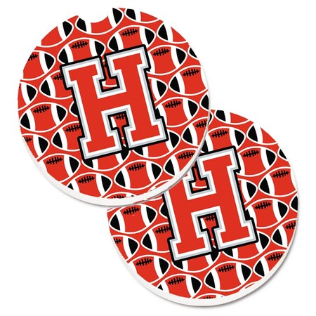 Carolines Treasures Letter H Football Scarlet and Grey  Cup Holder Car Coaster, PK2 CJ1067-HCARC